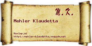 Mehler Klaudetta névjegykártya